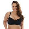 516PT-50-Preto_1 Sutiã Rendado Plus Size Reforçado com Bojo e Lacinho Patitex