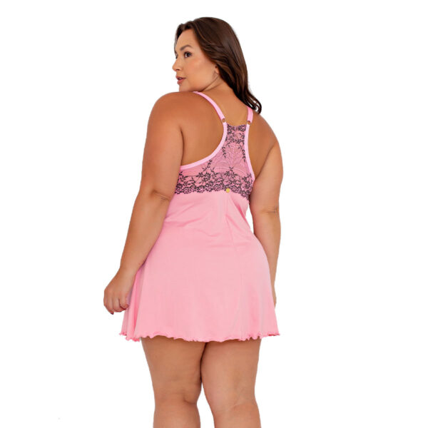 550PT-48-Rosa-Pantera_2-1 Camisola Plus Size Bicolor com Lacinho Patitex