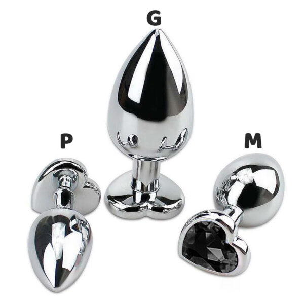 5848-P-Preto_2 Plug Anal Cônico com Cristal Formato Coração P Sexy Import