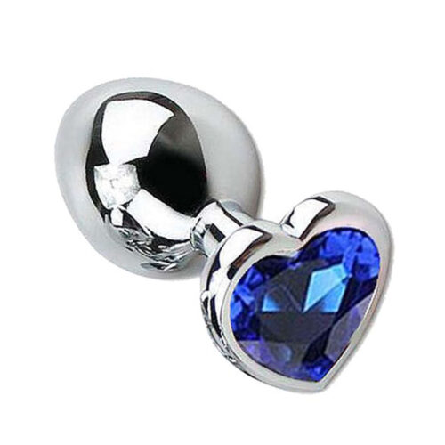 5849-M-Azul_1 Plug Anal Cônico com Cristal Formato Coração M Sexy Import