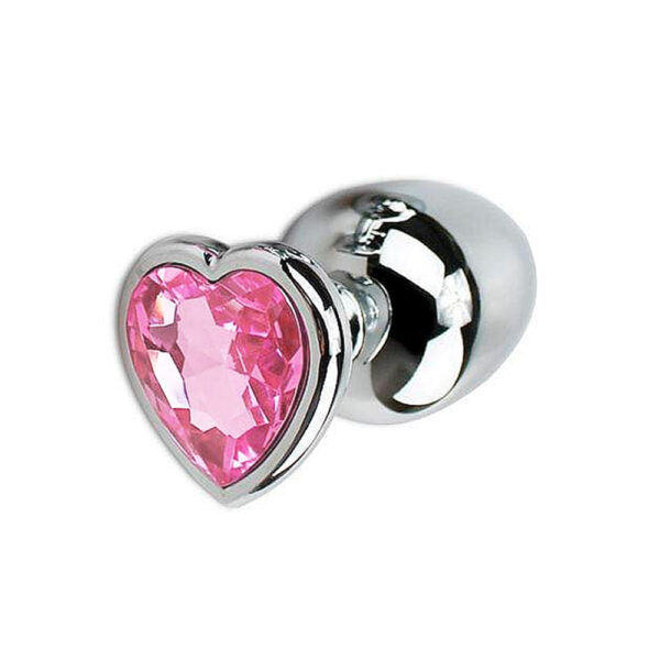 5850-G-Rosa_1 Plug Anal de Aço com Cristal Formato Coração Tamanho G Sexy Import