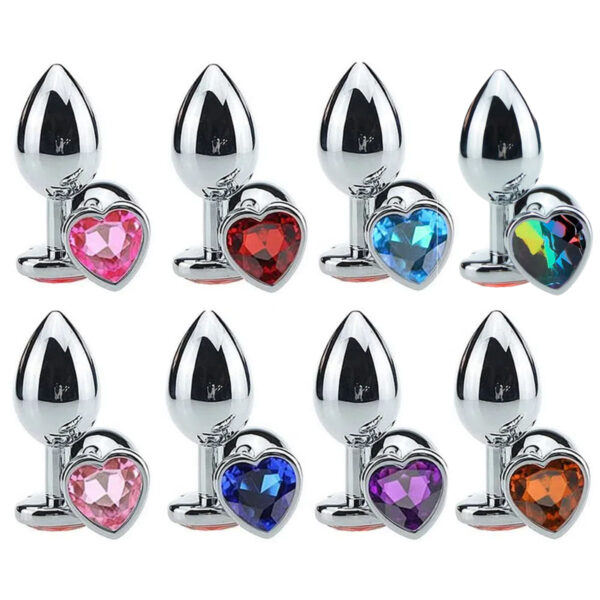 5850-G-Rosa_2 Plug Anal de Aço com Cristal Formato Coração Tamanho G Sexy Import