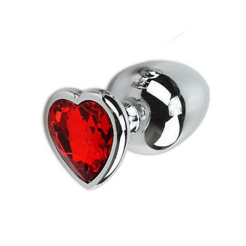 5850-G-Vermelho_1 Plug Anal de Aço com Cristal Formato Coração Tamanho G Sexy Import