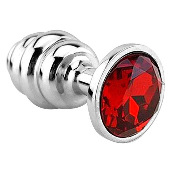 5851-Vermelho_1 Plug Anal P Escalonado com Cristal Arredondado Sexy Import
