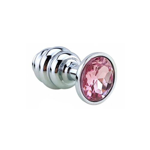 5852-M-Pink_1 Plug Anal de Aço Inoxidável Escalonado com Cristal Sexy Import