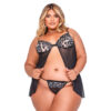 6.224-G1-Preto_1 Camisola Beijo Plus em Tule com Detalhes em Renda Tallyta Moda Apimentada