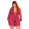 6.287-G1-Vermelho_1 Hobby Plus Size em Tule com Detalhes em Renda Jardim Secreto Tallyta Moda Apimentada