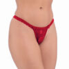 600R-U-Vermelho_01 Calcinha Fio Dental Safadinha em Renda com Tule e Lacinhos Patitex