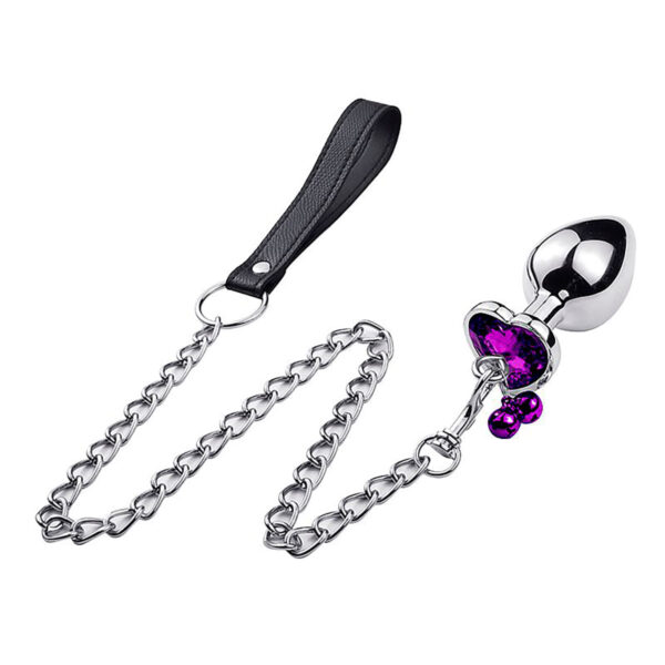 6369P-Roxo_1 Plug de Coração em Aço com Sino e Corrente Sexy Import