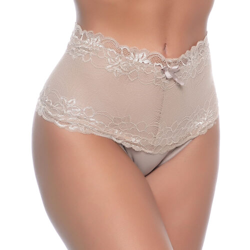 670-M-Chocolate_1 Calcinha Tanga com Cós Largo em Cotton com Detalhes Rendados Yully