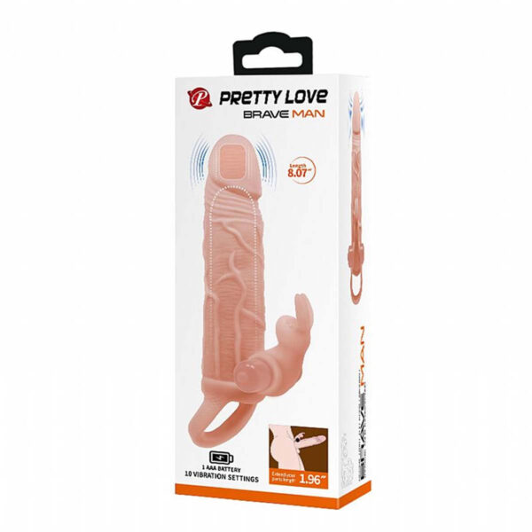 6822-Bege_5 Pretty Love Brave Man Capa Peniana com Estimulador Clitoriano 12,0 cm Sexy Import