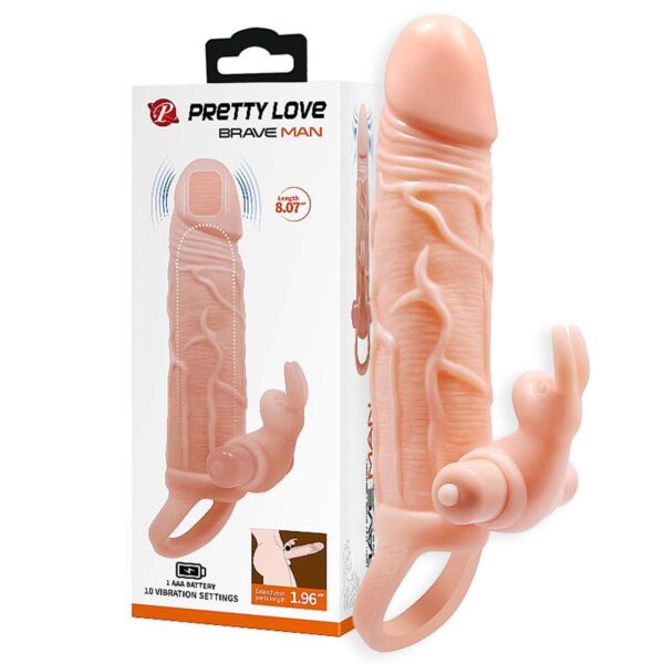 6822-Bege_6 Pretty Love Brave Man Capa Peniana com Estimulador Clitoriano 12,0 cm Sexy Import