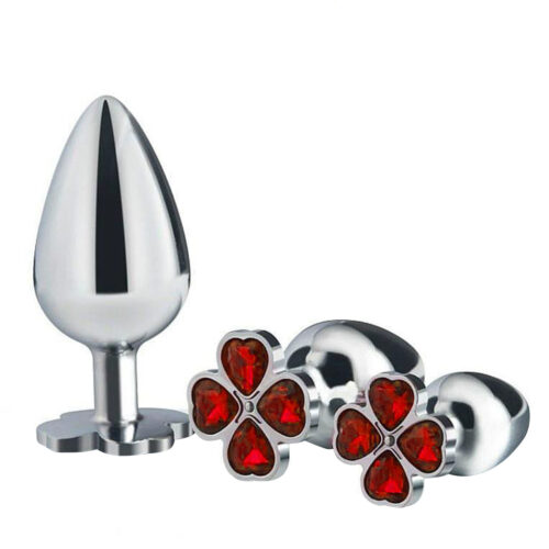 7044-P-Vermelho_1 Trevo Plug Anal de Aço Tamanho P Sexy Import