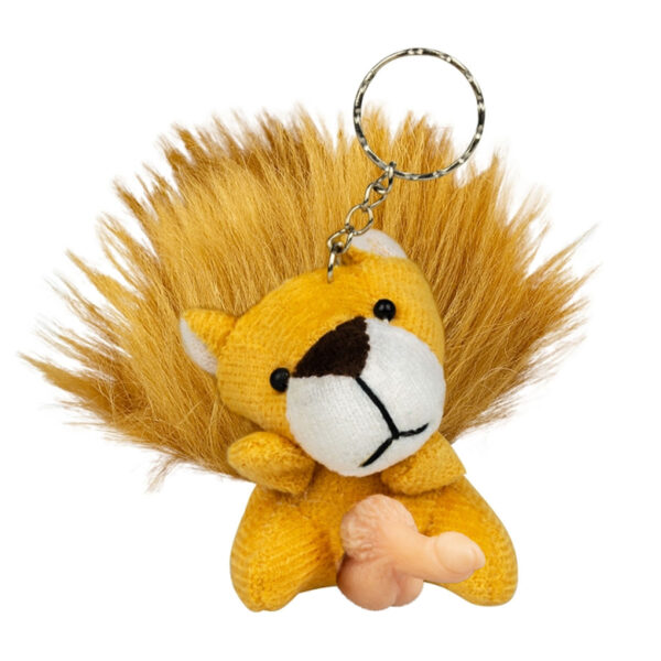 70M-Leao_1 Chaveiro de Bichinho em Pelúcia com Genital Pênis Pau Brasil