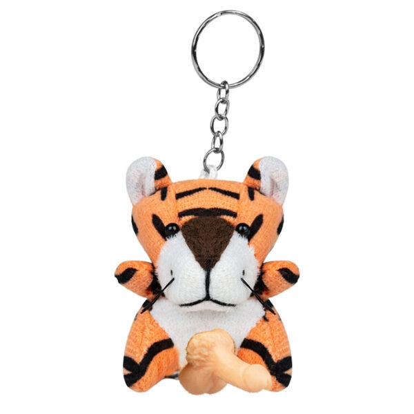 70M-Tigre_1 Chaveiro de Bichinho em Pelúcia com Genital Pênis Pau Brasil
