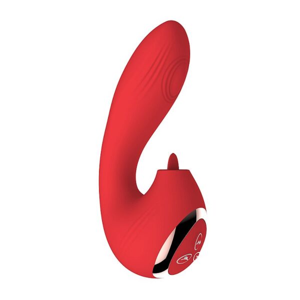 7213-Vermelho_1 Low Vibrador de Ponto G e Clitóris com Estimulador e 10 Modos de Vibração e Pulsação Sexy Import