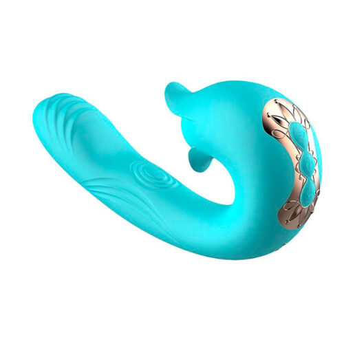 7214-Azul-Claro_1 Low 2 Vibrador de Ponto G e Clitóris com Estimulador e 10 Modos de Vibração e Pulsação Sexy Import