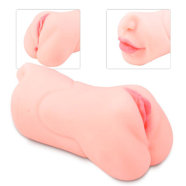 7267-Bege_4 S-Hande Masturbador Masculino em Cyberskin com Formato de Vagina e Boca Sexy Import