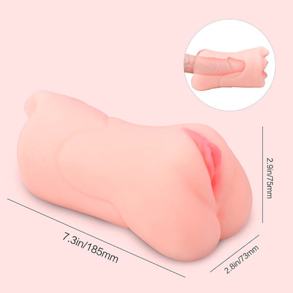 7267-Bege_7 S-Hande Masturbador Masculino em Cyberskin com Formato de Vagina e Boca Sexy Import