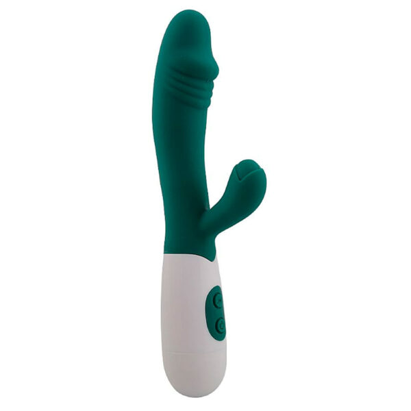 7273-Verde_2 Vibrador Ponto G com Estimulador de Clitóris com 10 Modos de Vibração Sexy