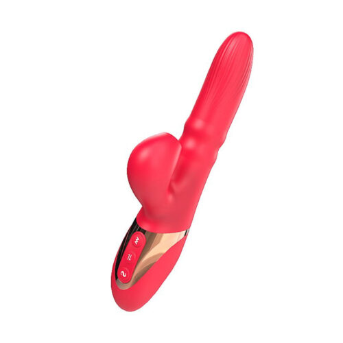 7465-Vermelho_1 Vibrador de Ponto G e Clitóris com Pulsação e Vai e vem de Anel Sexy Import
