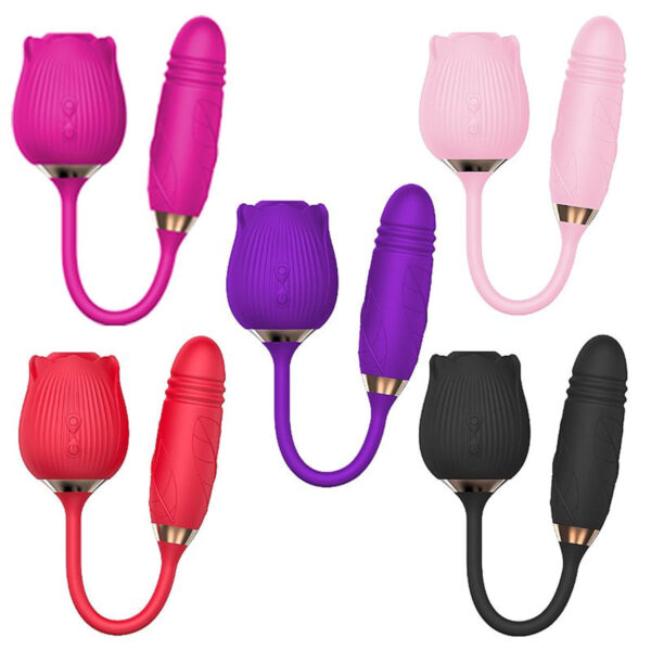 7633-Rosa-Neon_2 Sophie Vibrador Formato de Rosa com 10 Modos de Vibração, Vai e Vem e Pulsação Sexy Import