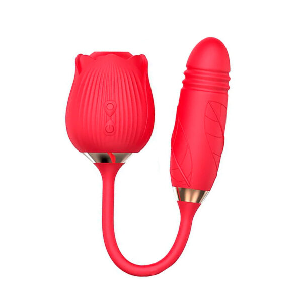 7633-Vermelho_1-1 Sophie Vibrador Formato de Rosa com 10 Modos de Vibração, Vai e Vem e Pulsação Sexy Import