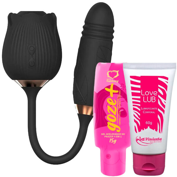 Kit com Vibrador Sophie, Love Lub Neutro e Goze+