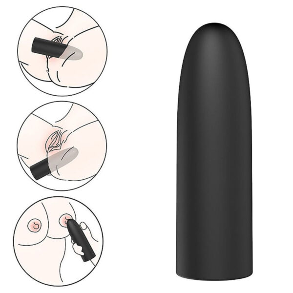 7890-Preto_2 Vibrador Bullet Formato de Bala Recarregável 10 Modos de Vibração Sexy Import