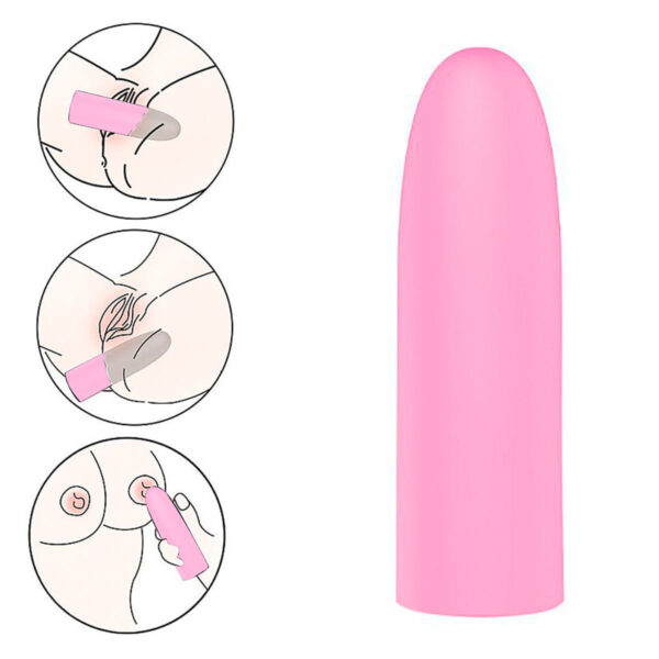 7890-Rosa_2 Vibrador Bullet Formato de Bala Recarregável 10 Modos de Vibração Sexy Import