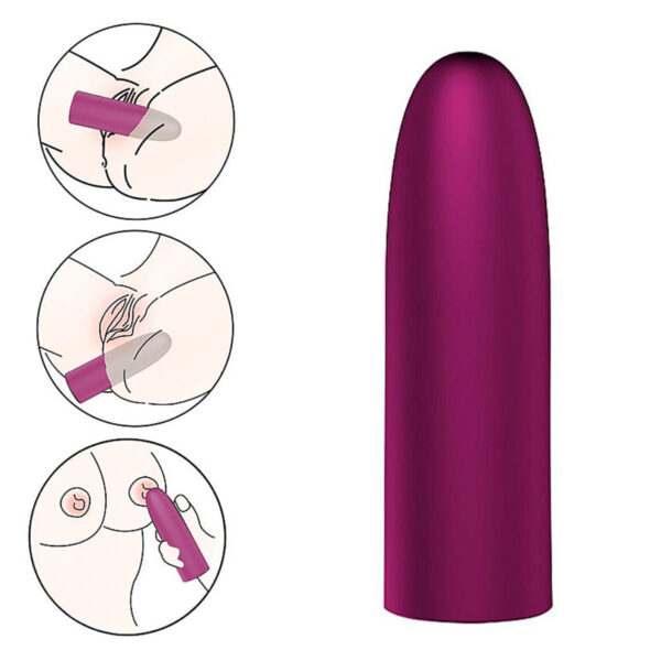 7890-Roxo_2 Vibrador Bullet Formato de Bala Recarregável 10 Modos de Vibração Sexy Import