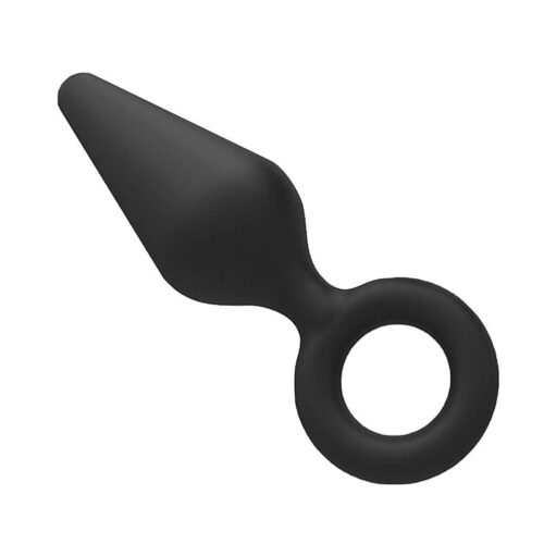 7912-Preto_1 Plug Anal em Formato Cone com alça de Dedo Sexy Import