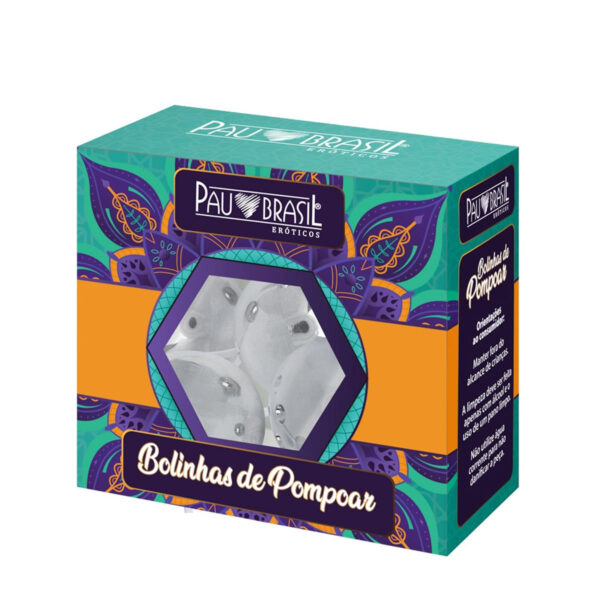 80K-Branco_2 Bolinhas de Pompoar com 2 Esferas Pau Brasil