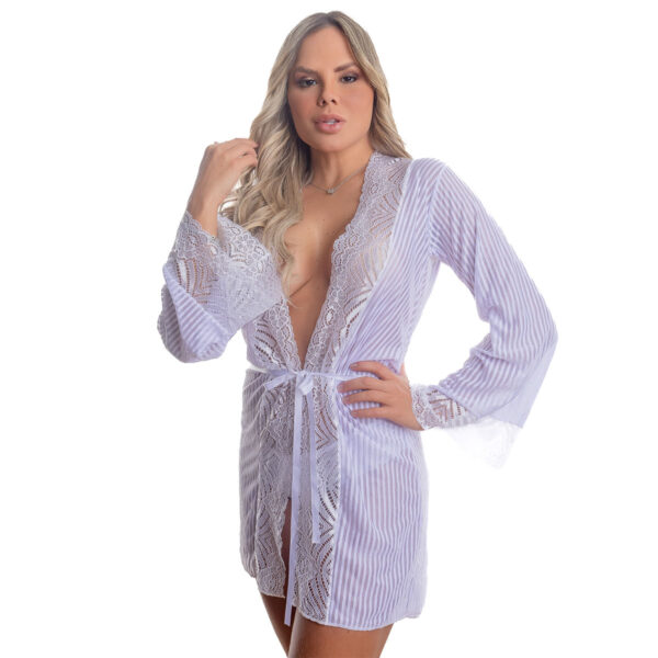 813-M-Branco_1 Robe Listrado Franciele com Detalhes em Renda Patitex
