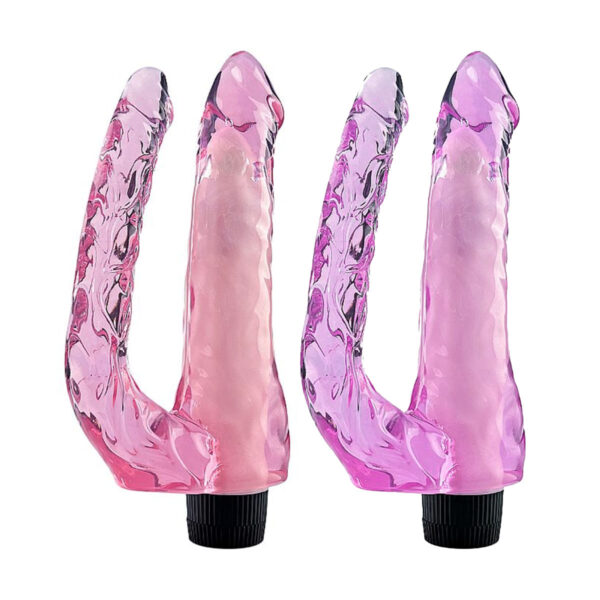 8219-Rosa_2 Pênis Realístico Duplo Com Vibro 22x5 cm Sexy Import
