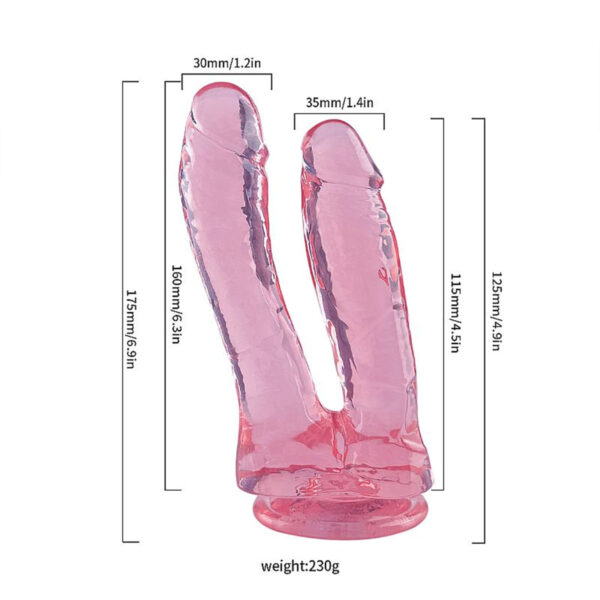 Dildo Duplo Realístico Transparente Flexível 17,3x3,5cm Sexy Import
