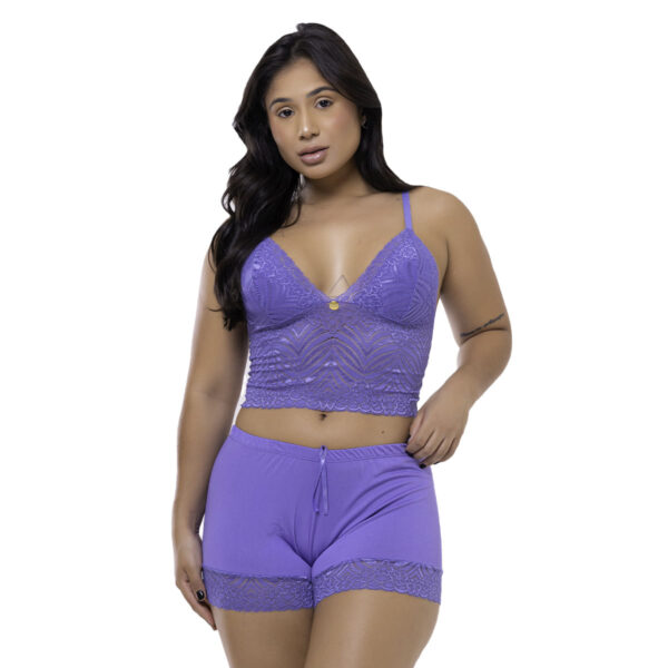 827-M-Roxo-Azulejo_1 Short Doll Pamela com Detalhe em Renda Patitex