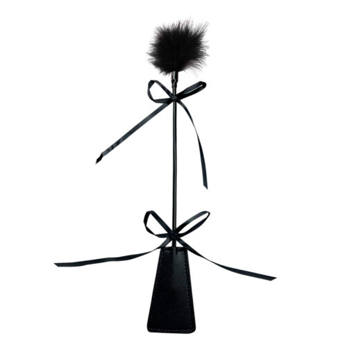 8297-Preto_1 Chibata Palmatória Retangular com Penas Cores Sexy Import