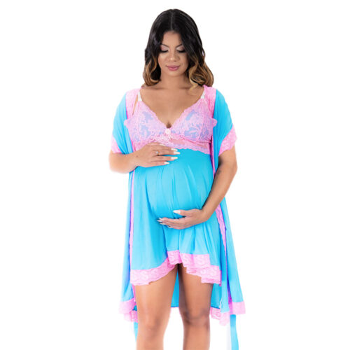 8463-U-Azul-com-Rosa_1 Conjunto Letícia Camisola e Robe Pimenta Sexy