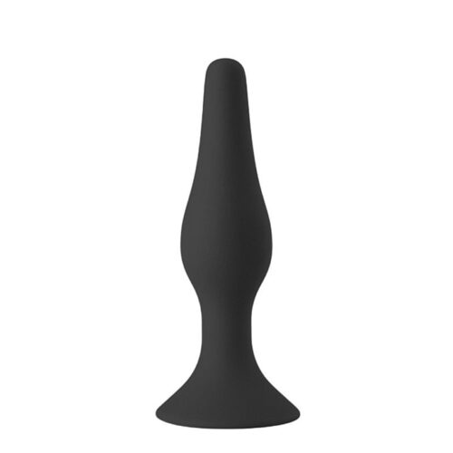 8627-Preto_1 Plug Anal Cônico em Silicone com Ventosa 12.5x3.2 Sexy Import