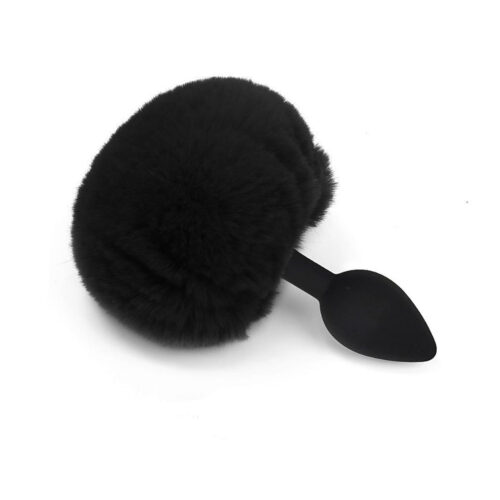 8642-G-Preto_1 Plug Anal em Silicone com Pompom Colorido Tamanho G Sexy Import