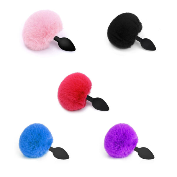 Plug Anal em Silicone com Pompom Colorido Tamanho G Sexy Import