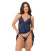 Camisola Canelada com Detalhes Rendados e Calcinha Patitex