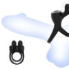 8694-Preto_3 Anel Peniano Duplo com Estimulador de Clitóris 9 Modos de Vibração Sexy Import