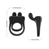 8694-Preto_5 Anel Peniano Duplo com Estimulador de Clitóris 9 Modos de Vibração Sexy Import