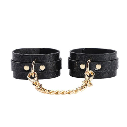 8743-Preto_1 Algema com Corrente em Couro Sintético Sexy Import