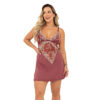 878PT-G-Rubro_1.jpg Camisola Bicolor Larissa com Detalhes em Renda Patitex