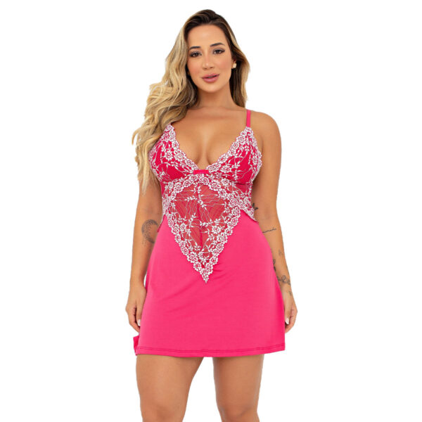 878PT-M-Rosa-Pink_1.jpg Camisola Bicolor Larissa com Detalhes em Renda Patitex
