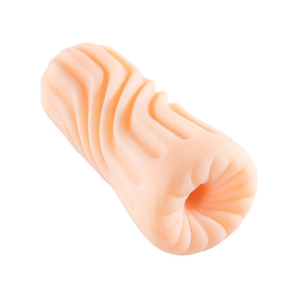 8878-Bege_1 Masturbador Masculino de Silicone Texturizado com Formato Cilíndrico Sexy Import - Masturbador Masculino com Relevo em Espiral Sexy Import