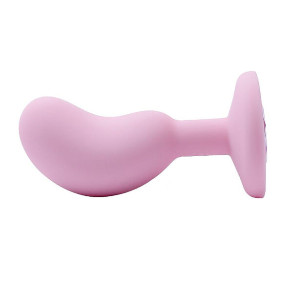 8938-Rosa_1 Plug Anal em Silicone com Pedra Formato de Feijão 8,2 X 2,7 Sexy Import